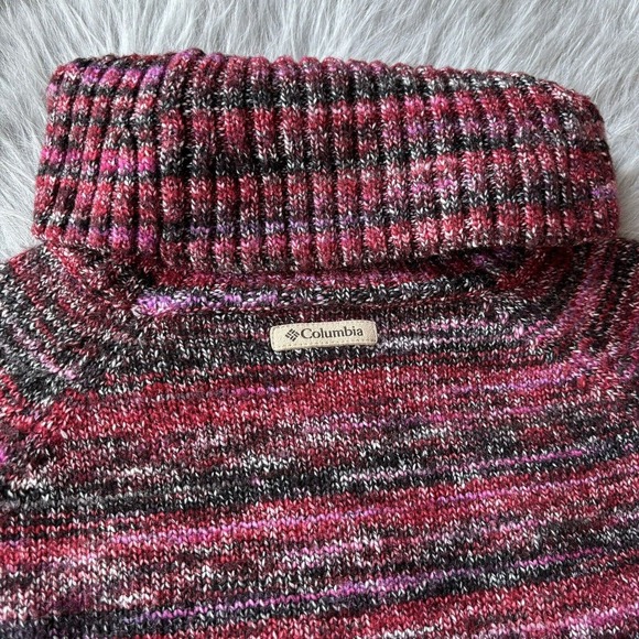 Columbia Sweater Sz M Red Turtleneck Stripe Outdoor Winter Hiking Casual Womens - Picture 6 of 9